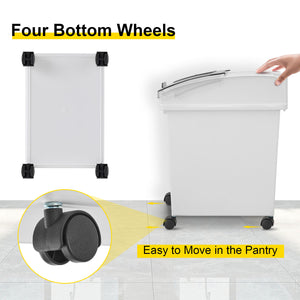 VEVOR 6.6Gal-21Gal Kitchen Container Ingredient Storage Bin W/ Wheel &amp; Scoop for Commercial Home Storing Rice Flour Corn Soybean